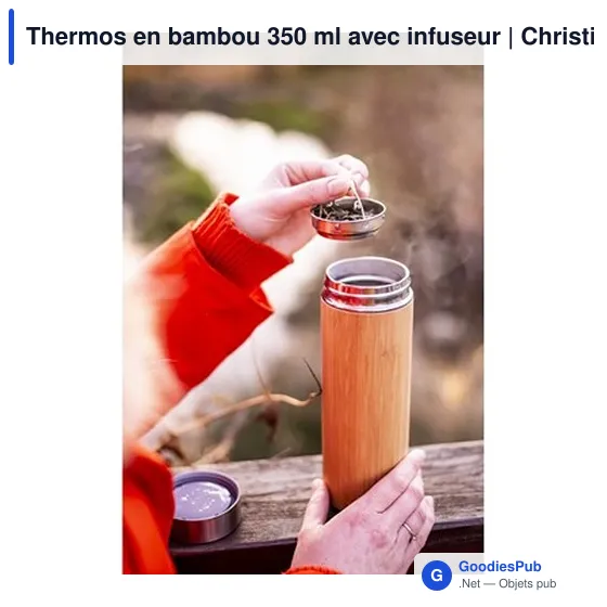 Thermos isotherme personnalisable en bambou 350 ml avec logo - Image 2