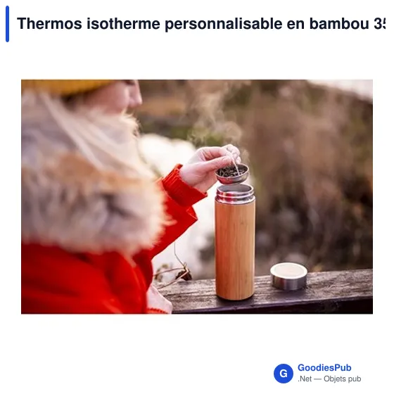 Thermos isotherme personnalisable en bambou 350 ml avec logo - Image 3