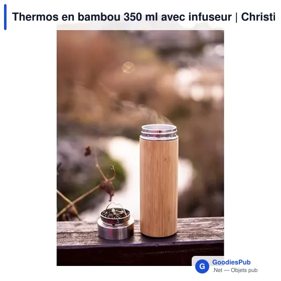 Thermos isotherme personnalisable en bambou 350 ml avec logo - Image 4