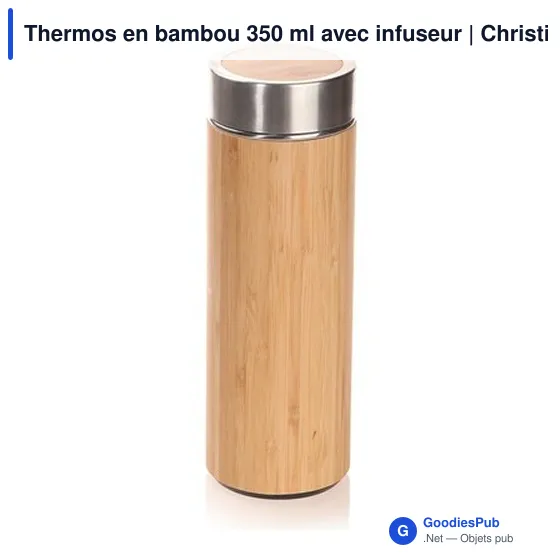 Thermos isotherme personnalisable en bambou 350 ml avec logo - Image 5