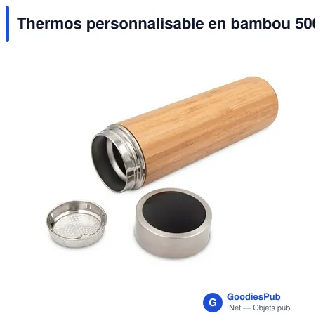Thermos personnalisable en bambou 500 ml avec logo | Georgia