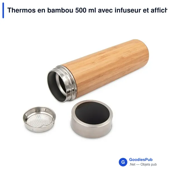 Thermos personnalisable en bambou 500 ml avec logo | Georgia - Image 1