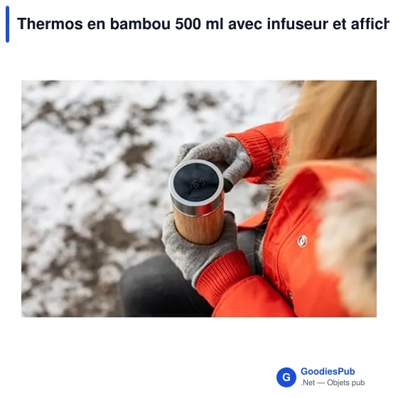 Thermos personnalisable en bambou 500 ml avec logo | Georgia - Image 2