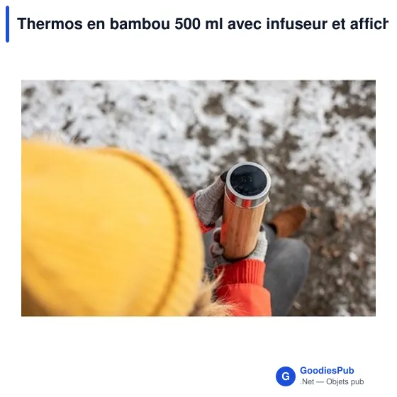 Thermos personnalisable en bambou 500 ml avec logo | Georgia - Image 3