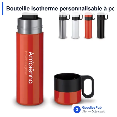 Bouteille isotherme personnalisable à poignée 500 ml avec logo - Thermos Flow