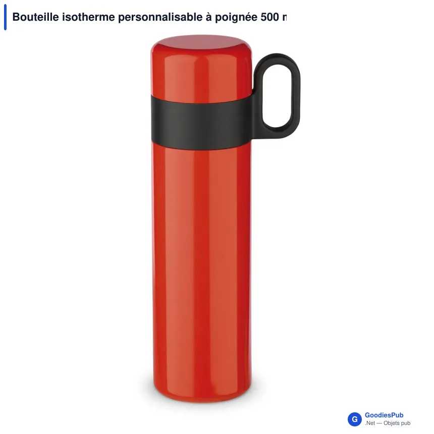 Bouteille isotherme personnalisable à poignée 500 ml avec logo - Thermos Flow - Image 2