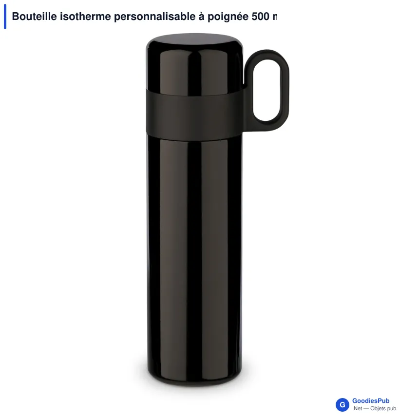 Bouteille isotherme personnalisable à poignée 500 ml avec logo - Thermos Flow - Image 3