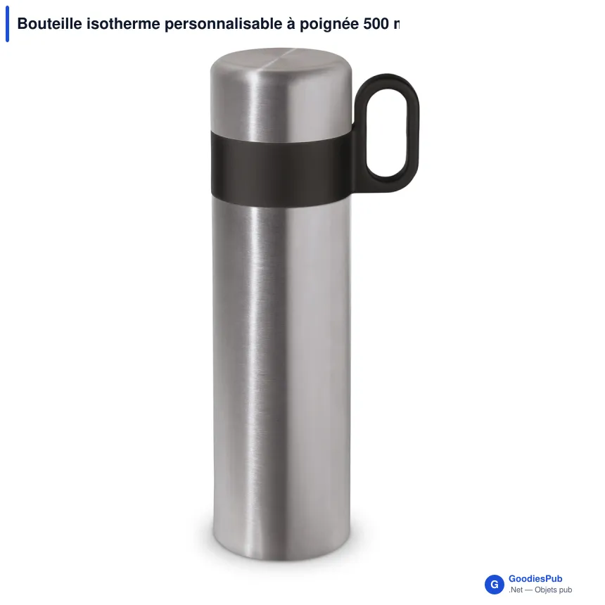 Bouteille isotherme personnalisable à poignée 500 ml avec logo - Thermos Flow - Image 4
