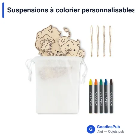 Suspensions à colorier personnalisables en bois avec logo - THEZOO