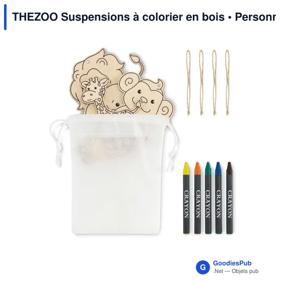 Suspensions à colorier personnalisables en bois avec logo - THEZOO - Image 1