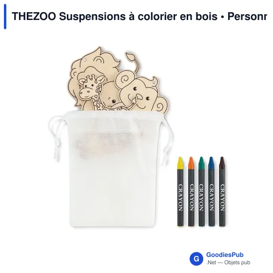 Suspensions à colorier personnalisables en bois avec logo - THEZOO - Image 4