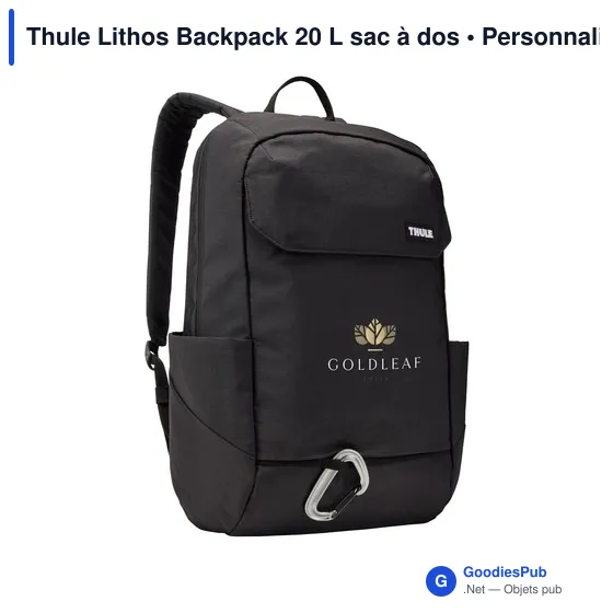Sac à dos personnalisable Thule Lithos Backpack 20 L avec logo - Image 2