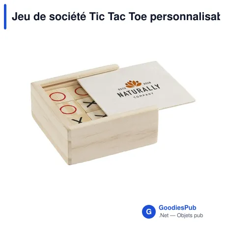 Jeu de société Tic Tac Toe personnalisable avec logo en bois