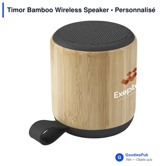 Enceinte sans fil personnalisable en bambou avec logo - Timor Bamboo - Image 1
