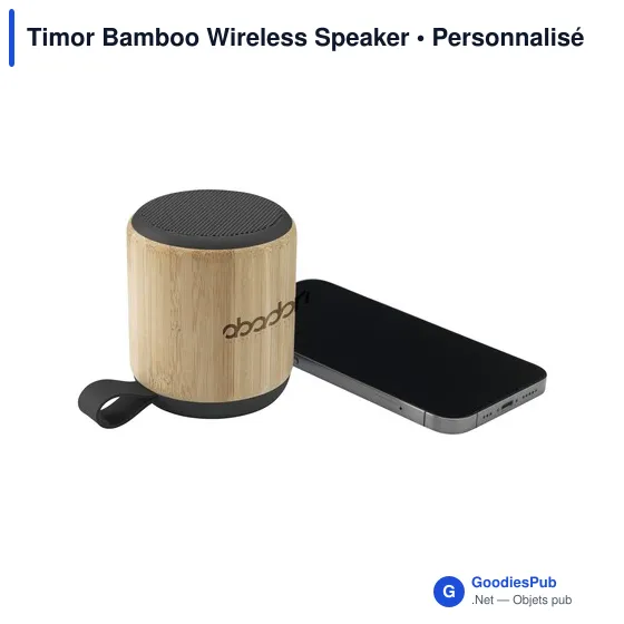 Enceinte sans fil personnalisable en bambou avec logo - Timor Bamboo - Image 2