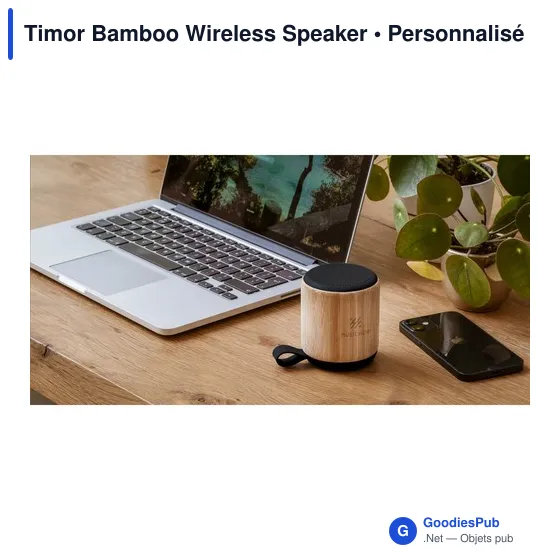 Enceinte sans fil personnalisable en bambou avec logo - Timor Bamboo - Image 7