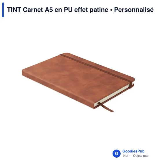 Carnet A5 personnalisable en PU effet patine avec logo - Image 1