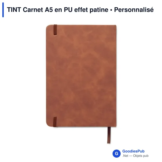 Carnet A5 personnalisable en PU effet patine avec logo - Image 2