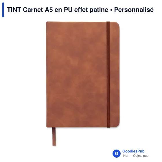 Carnet A5 personnalisable en PU effet patine avec logo - Image 3