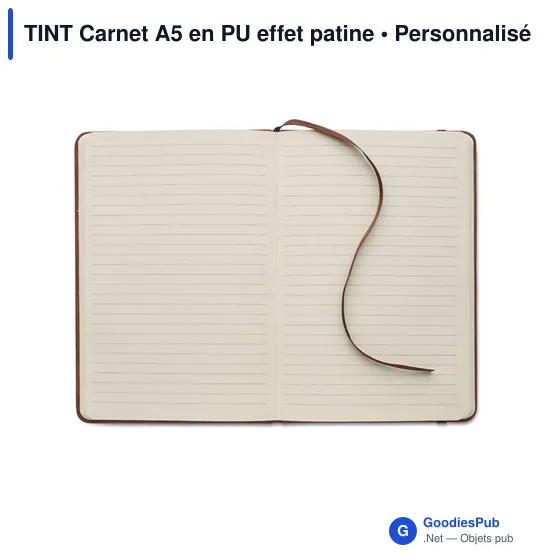 Carnet A5 personnalisable en PU effet patine avec logo - Image 4