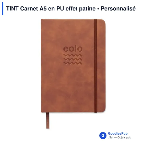 Carnet A5 personnalisable en PU effet patine avec logo - Image 5