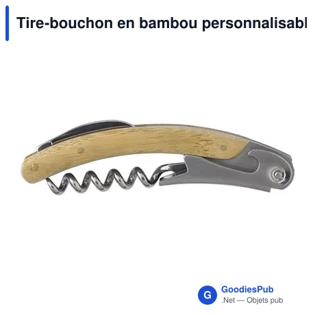 Tire-bouchon en bambou personnalisable avec logo - Lenny