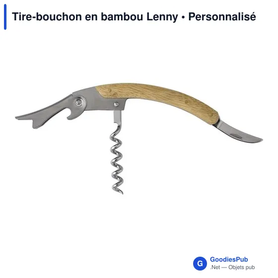 Tire-bouchon en bambou personnalisable avec logo - Lenny - Image 4