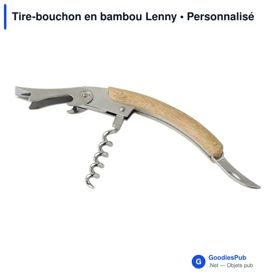 Tire-bouchon en bambou personnalisable avec logo - Lenny - Image 5