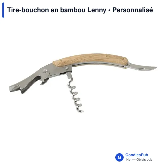 Tire-bouchon en bambou personnalisable avec logo - Lenny - Image 6