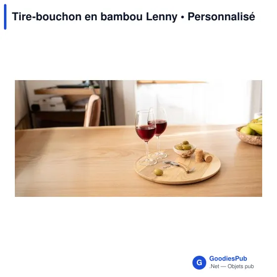 Tire-bouchon en bambou personnalisable avec logo - Lenny - Image 7