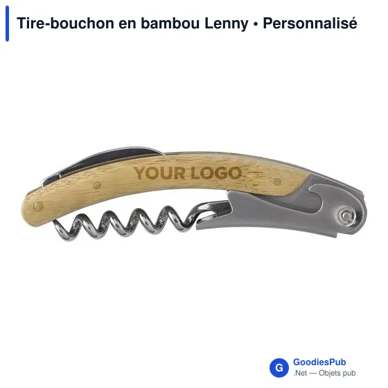 Tire-bouchon en bambou personnalisable avec logo - Lenny - Image 8