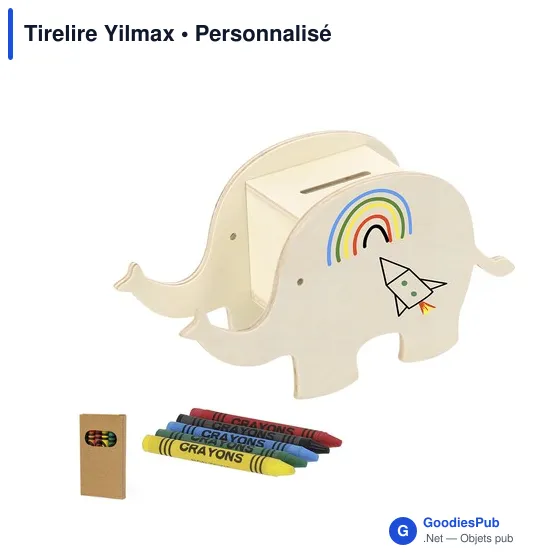 Tirelire personnalisable en bois Yilmax avec logo - Image 2