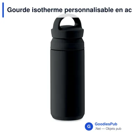 Gourde isotherme personnalisable en acier inoxydable recyclé avec logo