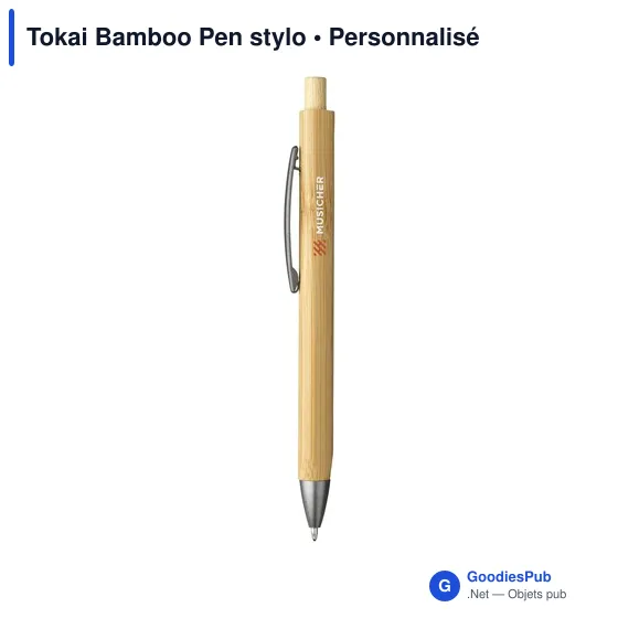 Stylo à bille personnalisable en bambou avec logo - Tokai Bamboo Pen - Image 3