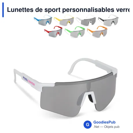 Lunettes de sport personnalisables verres miroir UV400 avec logo - Tom