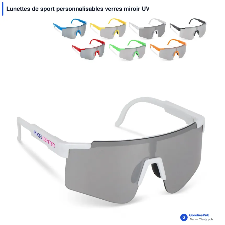 Lunettes de sport personnalisables verres miroir UV400 avec logo - Tom - Image 1
