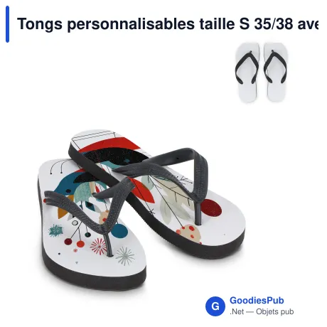 Tongs personnalisables taille S 35/38 avec logo - Sublimation