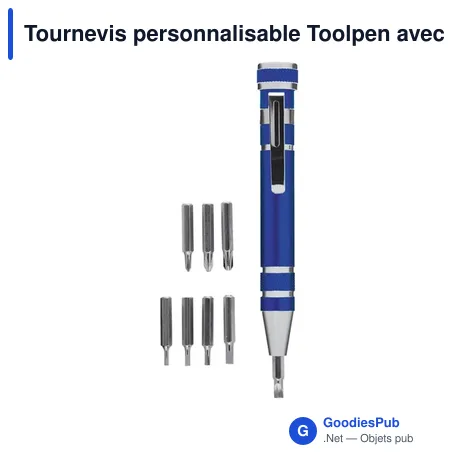 Tournevis personnalisable Toolpen avec logo - 8 embouts