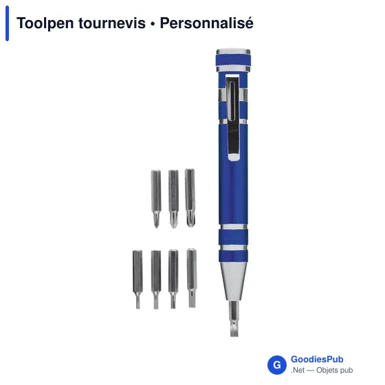 Tournevis personnalisable Toolpen avec logo - 8 embouts - Image 1