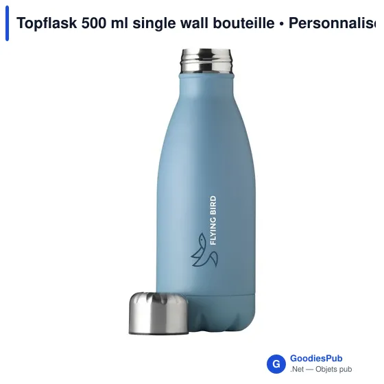 Bouteille d'eau personnalisable 500 ml en acier inoxydable - Topflaskavec logo - Image 1