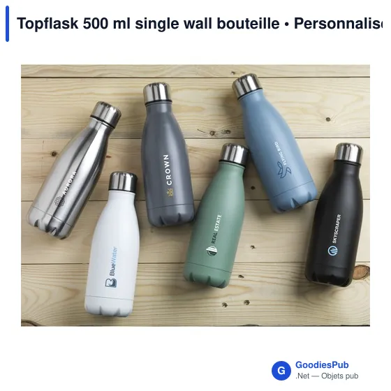 Bouteille d'eau personnalisable 500 ml en acier inoxydable - Topflaskavec logo - Image 2