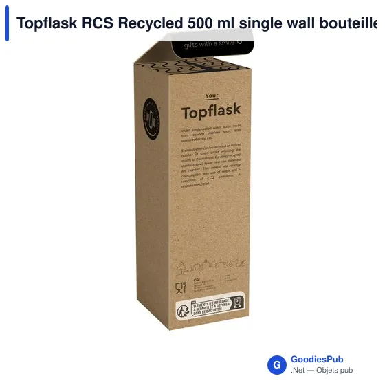 Bouteille personnalisable en acier inoxydable recyclé 500 ml - Topflask RCSavec logo - Image 8