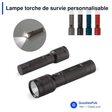 Lampe torche de survie personnalisable en aluminium avec logo - Survie