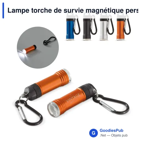 Lampe torche de survie magnétique personnalisable avec logo - Survie Magnet
