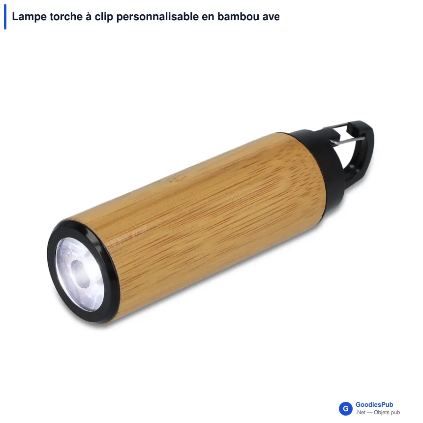 Lampe torche à clip personnalisable en bambou avec logo - Clip - Image 2