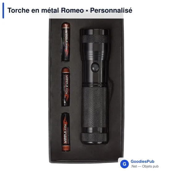 Lampe torche personnalisable en métal avec logo - modèle Romeo - Image 2