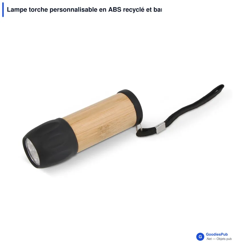 Lampe torche personnalisable en ABS recyclé et bambou avec logo - R-ABS - Image 2