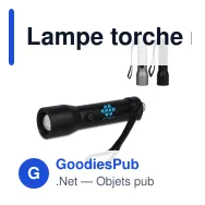 Lampe torche rechargeable personnalisable en aluminium recyclé avec logo - IPX4 - Miniature 1