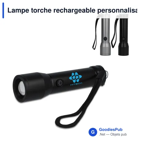 Lampe torche rechargeable personnalisable en aluminium recyclé avec logo - IPX4