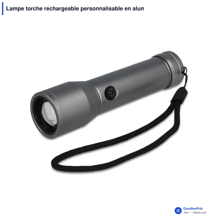 Lampe torche rechargeable personnalisable en aluminium recyclé avec logo - IPX4 - Image 2